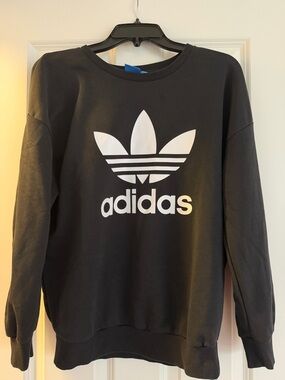adidas Black Sweatshirt with White Trefoil Logo